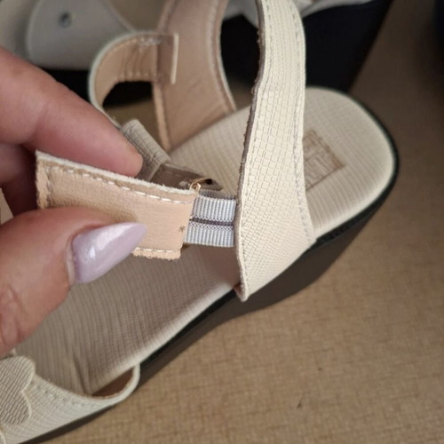 Platform sandals new, beige with flower decoration