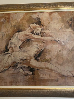 Πίνακας Swan Lake της Marta Gottfried σαν καινούργιος, κορνιζαρισμένος