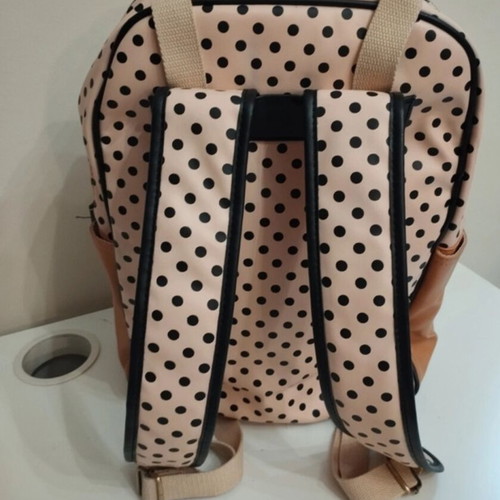 Accessories backpack large size like new with pink and black polka dot design