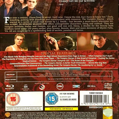 The Vampire Diaries Blu-Ray complete first season used, 4-disc set