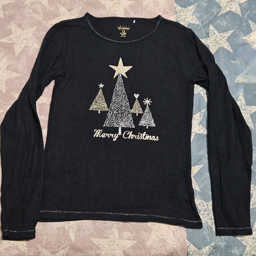 Orchestra children's blouse black with Christmas design like new, size 152 cm