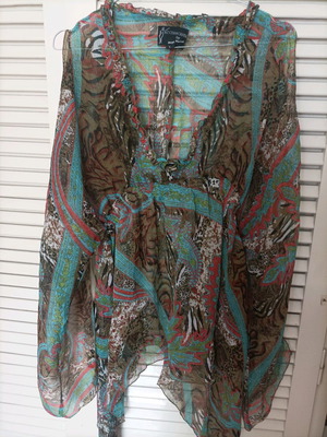 Asymmetric blouse multicolored used, summer, size L