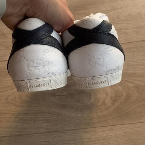 Gucci sneakers size 38.5 used, white and red