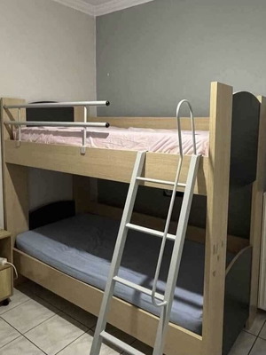 Wooden bunk bed like new, natural oak with gray details