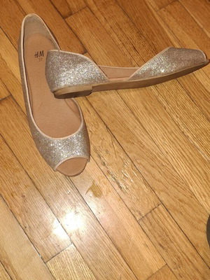H&M gold peep toe ballerinas like new, size 37