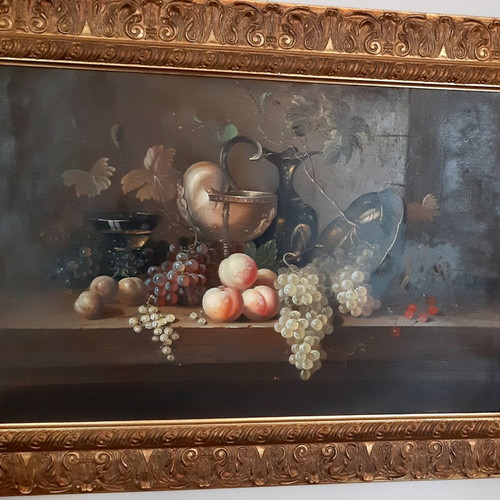 Oil painting by C. Finney, 60×90 cm with carved wooden frame