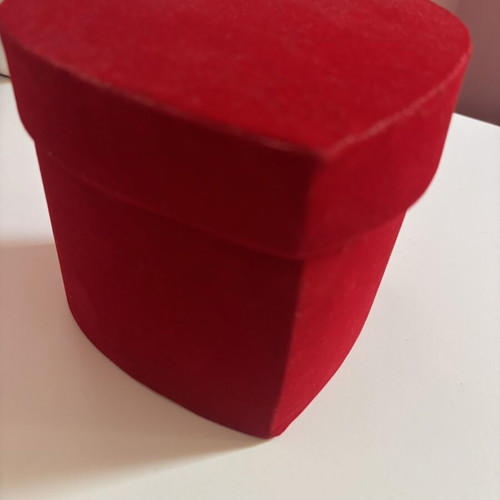 Red velvet heart-shaped box