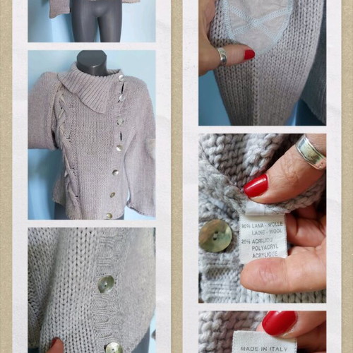 Vintage Italian Sweater used, wool blend, asymmetrical collar