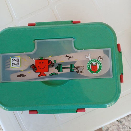 Children's food container 2 compartments new, green