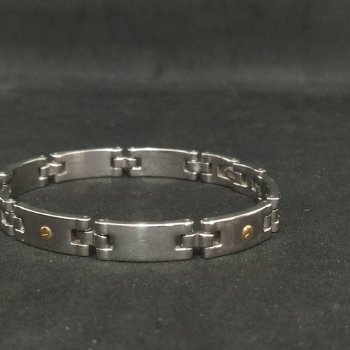 Steel men's bracelet used with 750 18k gold details