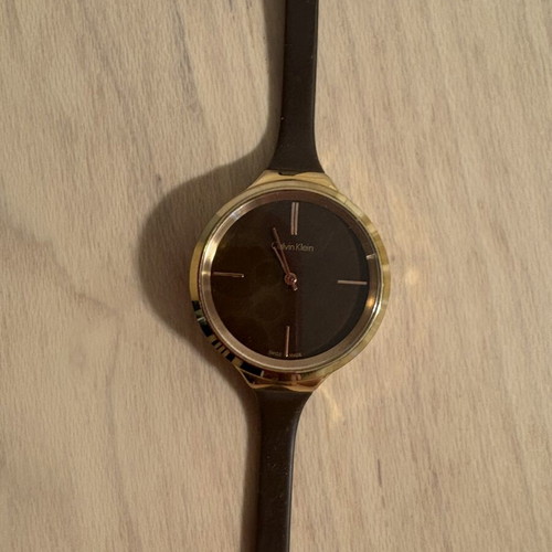 Calvin Klein women's watch with rubber strap, brown and gold