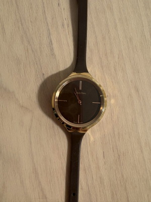 Calvin Klein women's watch with rubber strap, brown and gold