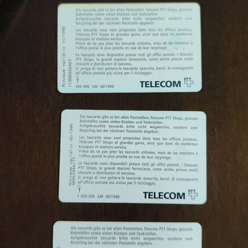 Swiss phone cards used, pack of 3