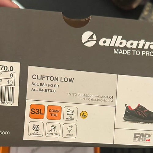 Albatros Clifton ST Low O2 ESD safety shoes new, size 43, black