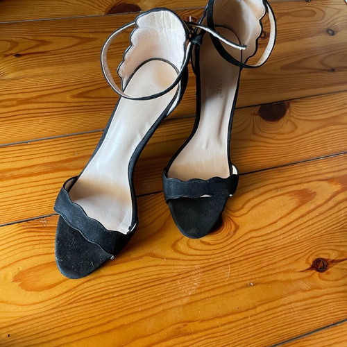 Suede sandals used, black, size 39