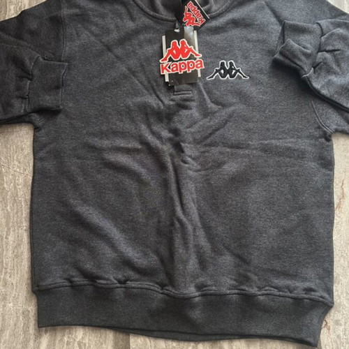 Kappa men's polo-style sweatshirt with collar and buttons, new, size S, gray