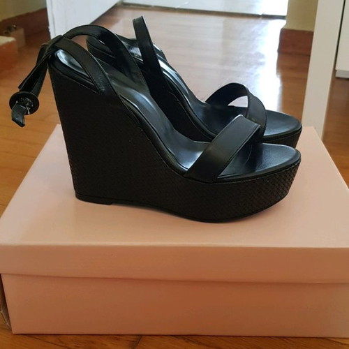 Tsakiris Mallas black leather platform shoes new size 39