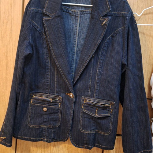 Oltre mid-length denim blazer like new, blue, size XXXL