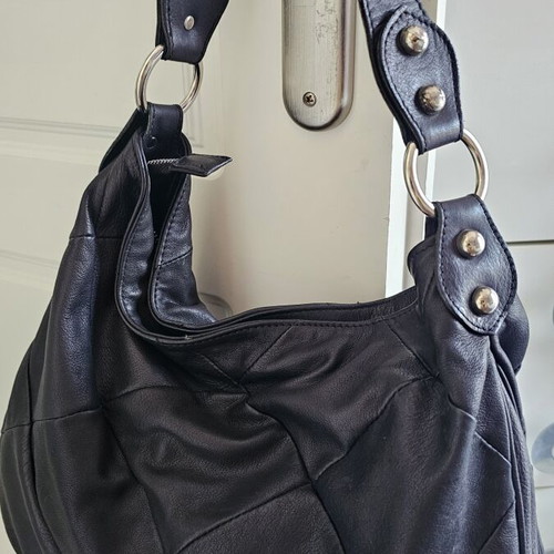 Berge shoulder bag used, leather, black