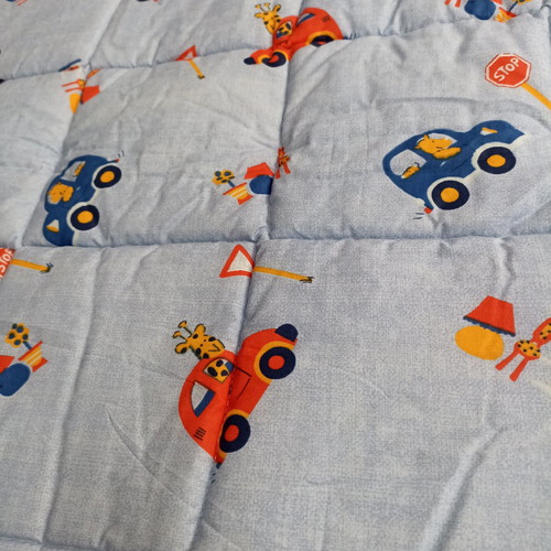 Double quilt new two-sided with blue and soft yellow trim