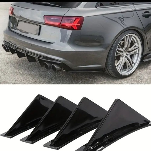 Car spoiler new with side skirts and rear bumper fins