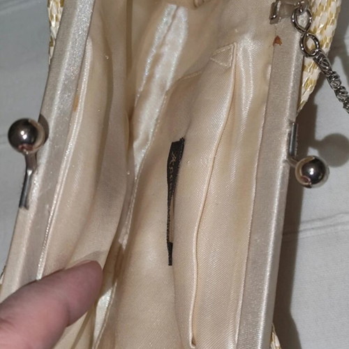 Accessorize clutch like new, beige with silver chain