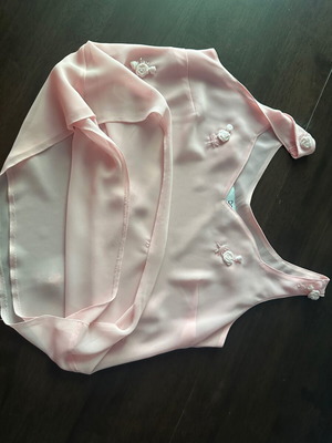 Women's pink organza blouse M with lining, floral decoration