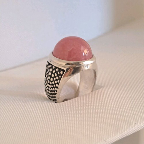 Silver ring 925 with rhodochrosite and rose quartz, new