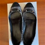 Balenciaga original pointed leather black & white shoes snake printed