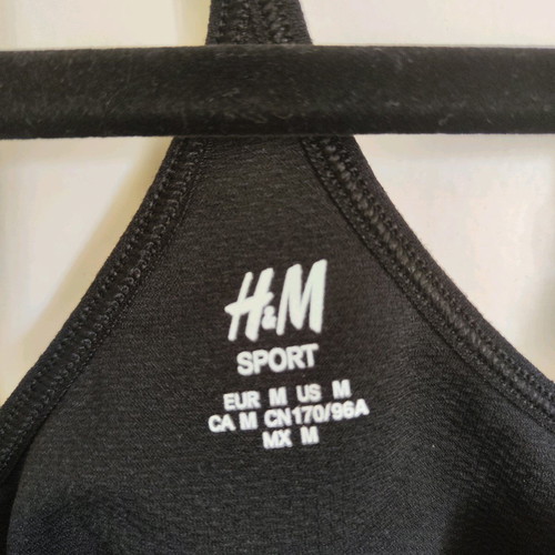 H&M sports bra like new, size 75B, black and gray