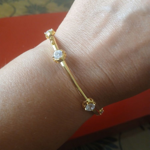 Bracelet silver plated 925 with zirconia, 6 cm opening, like new