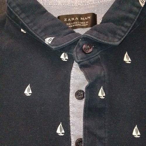 Zara men's short-sleeve shirt small, like new, dark blue