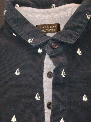 Zara men's short-sleeve shirt small, like new, dark blue