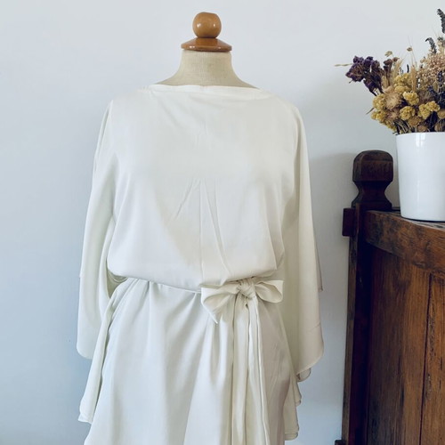 Relish short dress tunic with puff sleeves, adjustable length