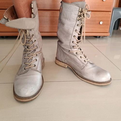 Zara leather ankle boots used, gray, size 39