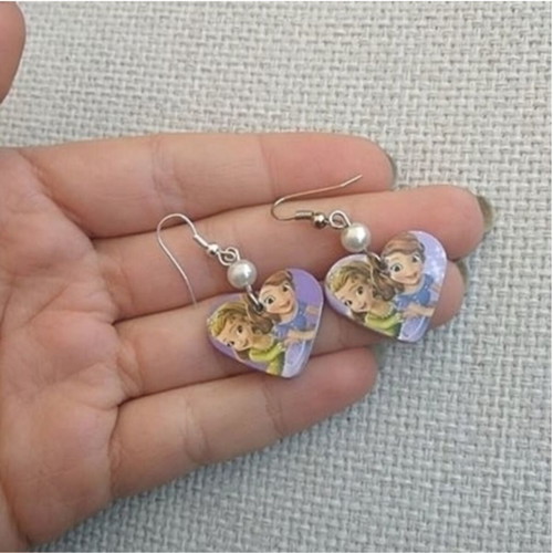 Handmade Princess Sofia Heart Earrings purple