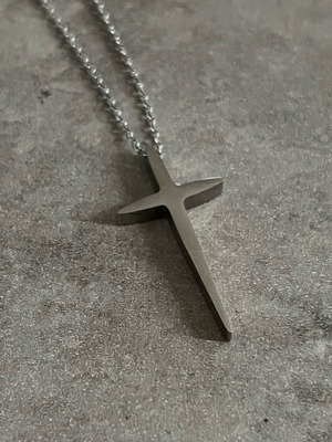 Steel silver cross new, unisex, 50cm with 6cm extension
