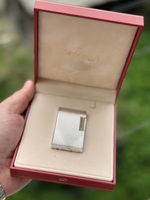 St. Dupont Line 1 silver lighter with box and papers