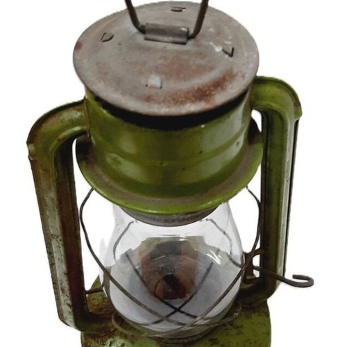 Vintage rustic gas lantern used, metal and glass