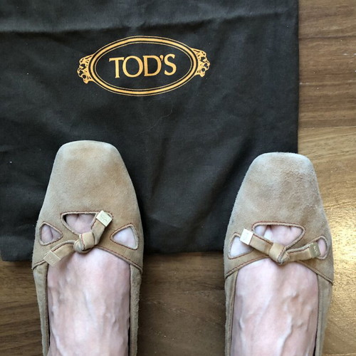 Tod's camel suede ballerina flats size 38.5