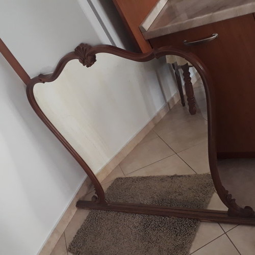 Wooden carved mirror used 98x98 cm with support base