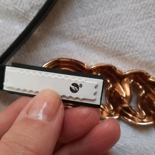 Women's thin black belt with gold buckle, brand MNG, new