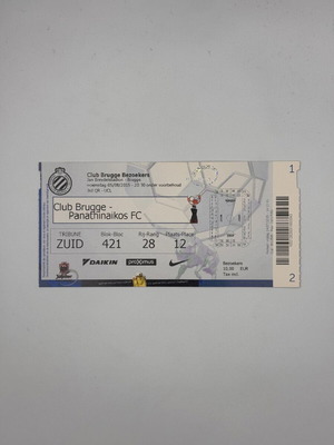 Εισιτήριο Champions League 2015 Brugge 3-0 Παναθηναϊκός