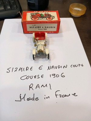 Sizaire & Naudin Coupe Course 1906 Rami like new, collectible with original box
