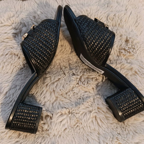 Mule La Bottine Souriante new, black with wicker design and low heel
