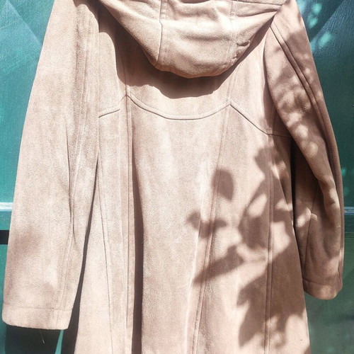 Anonima Montgomery suede coat size S like new, beige with fur lining