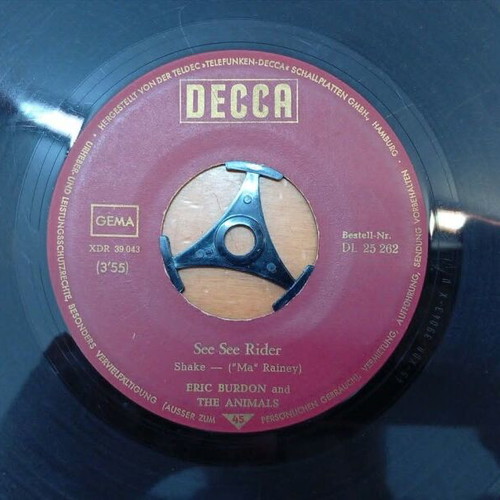 Eric Burdon And The Animals See See Rider 7'' vinyl record used, rock