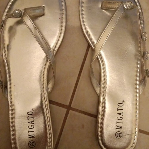 Migato Silver Summer Toe Sandals New Size 38