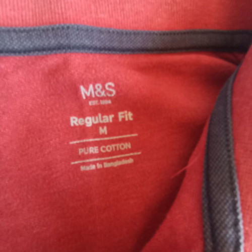 Marks & Spencer men's short-sleeve shirt medium used, red cotton