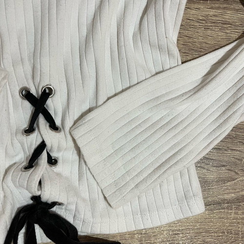 Bershka knitted top with design size M like new, white